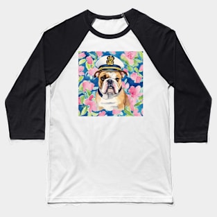 Lilly Pulitzer inspired portrait of a bulldog Baseball T-Shirt